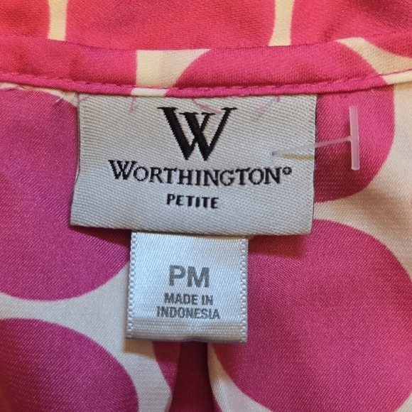 Worthington Pink Polka Dot Sleeveless Top / Petite Medium - Picture 7 of 8